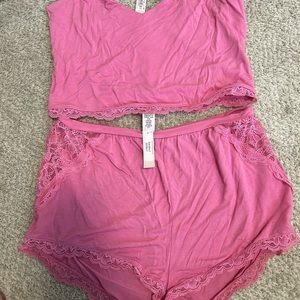 Pink lacy Victoria secret sleep set